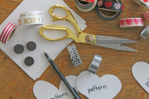 polka dots and picket fences | washi tape heart magnets